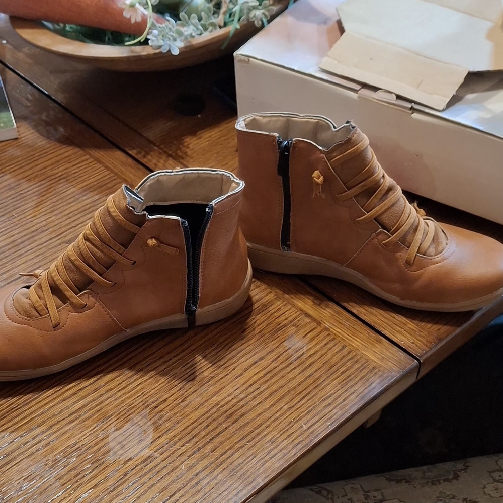 Casual Women’s Cognac Ankle Booties with Side Zip